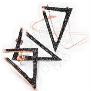 925 Sterling Silver Geometric Earrings Necklace Sets