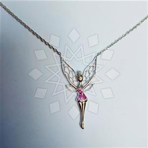 925 Sterling Silver Angel and Wings Pendant Necklace