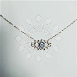 925 Sterling Silver Evil Eye Pendant Necklace