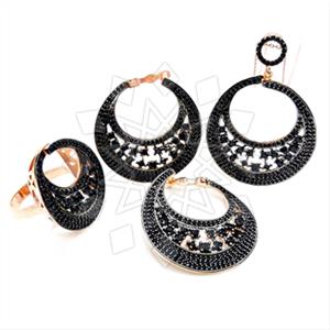 925 Sterling Silver Moon and Stars Ring Earring Necklace Sets