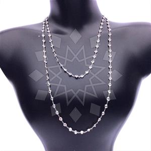 925 Sterling Silver Modern  Metal and Chain Necklace