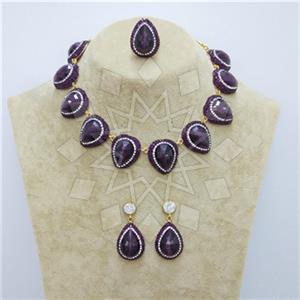 Fashion Gem and Crystals Ring Earring Necklace Sets