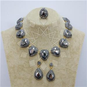 Fashion Gem and Crystals Ring Earring Necklace Sets