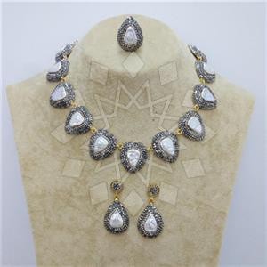 Fashion Gem and Crystals Ring Earring Necklace Sets