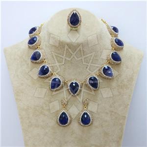 Fashion Gem and Crystals Ring Earring Necklace Sets