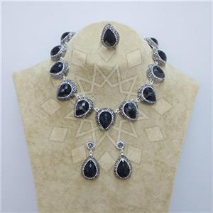 Fashion Gem and Crystals Ring Earring Necklace Sets