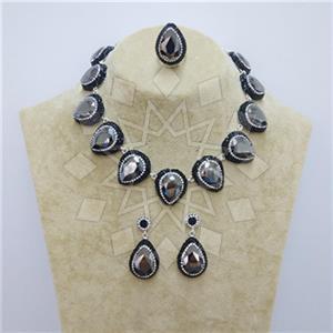 Fashion Gem and Crystals Ring Earring Necklace Sets