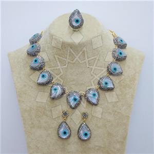 Fashion Gem and Crystals Ring Earring Necklace Sets