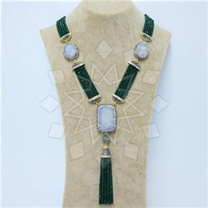 Fashion Gem and Crystals Tassel Necklace