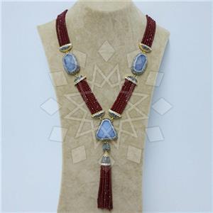 Fashion Gem and Crystals Tassel Necklace