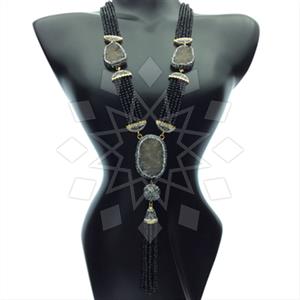 Fashion Gem and Crystals Tassel Necklace