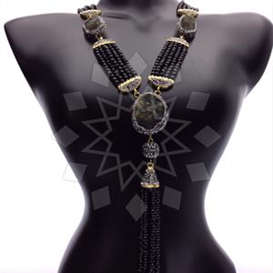 Fashion Gem and Crystals Tassel Necklace