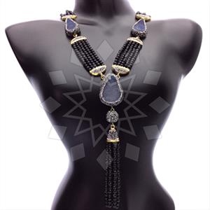 Fashion Gem and Crystals Tassel Necklace