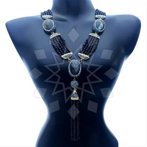 Fashion Gem and Crystals Tassel Necklace