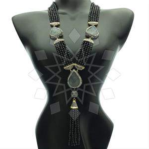 Fashion Gem and Crystals Tassel Necklace