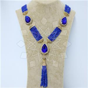 Fashion Gem and Crystals Tassel Necklace