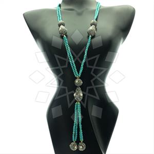 Gemstone and Bead Gem and Crystals Tassel Necklace