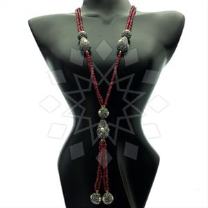 Gemstone and Bead Gem and Crystals Tassel Necklace