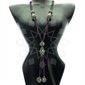 Gemstone and Bead Gem and Crystals Tassel Necklace