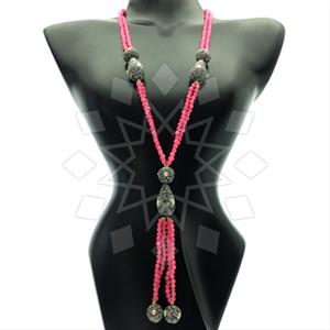 Gemstone and Bead Gem and Crystals Tassel Necklace