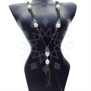 Gemstone and Bead Gem and Crystals Tassel Necklace