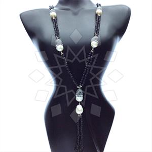 Gemstone and Bead Gem and Crystals Tassel Necklace