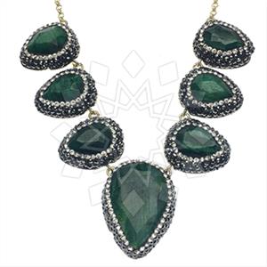 925 Sterling Silver Gem and Crystals Statement Necklace