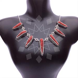 925 Sterling Silver Gem and Crystals Statement Necklace