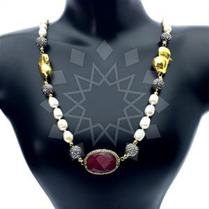 Fashion Gem and Crystals Statement Necklace