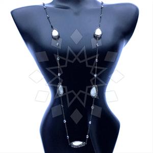 925 Sterling Silver Gem and Crystals Statement Necklace