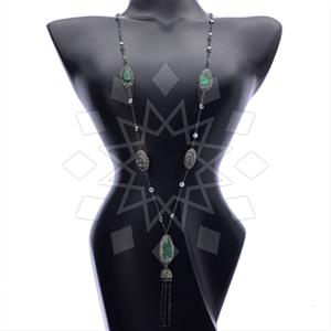 925 Sterling Silver Gem and Crystals Statement Necklace