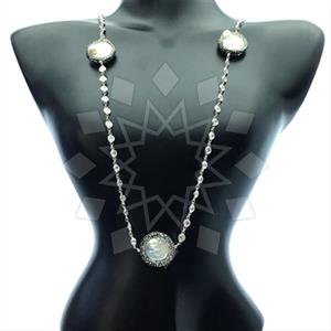 925 Sterling Silver Gem and Crystals Statement Necklace