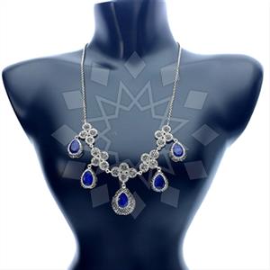 925 Sterling Silver Gem and Crystals Statement Necklace