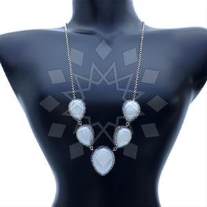 925 Sterling Silver Gem and Crystals Statement Necklace