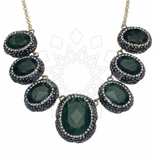 925 Sterling Silver Gem and Crystals Statement Necklace