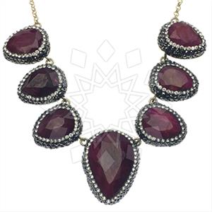 925 Sterling Silver Gem and Crystals Statement Necklace