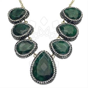 925 Sterling Silver Gem and Crystals Statement Necklace