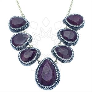 925 Sterling Silver Gem and Crystals Statement Necklace