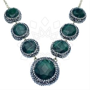 925 Sterling Silver Gem and Crystals Statement Necklace