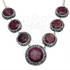 925 Sterling Silver Gem and Crystals Statement Necklace