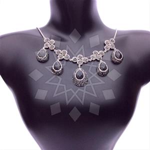 925 Sterling Silver Gem and Crystals Statement Necklace