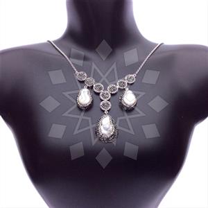 925 Sterling Silver Gem and Crystals Statement Necklace