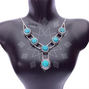 925 Sterling Silver Gem and Crystals Statement Necklace