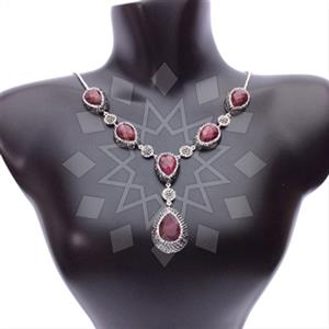 925 Sterling Silver Gem and Crystals Statement Necklace