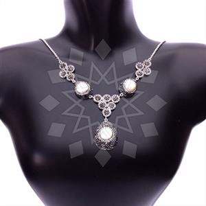 925 Sterling Silver Gem and Crystals Statement Necklace
