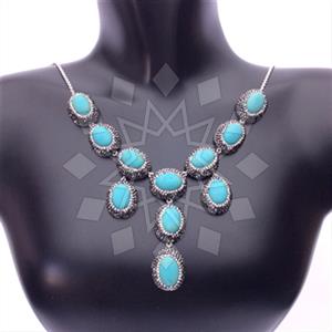 925 Sterling Silver Gem and Crystals Statement Necklace