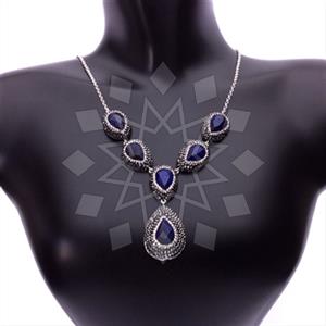 925 Sterling Silver Gem and Crystals Statement Necklace