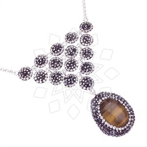 925 Sterling Silver Gem and Crystals Statement Necklace
