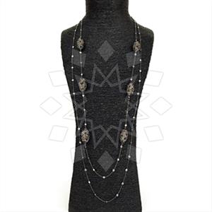 925 Sterling Silver Semi Precious Gems and Crystal  Statement Necklace