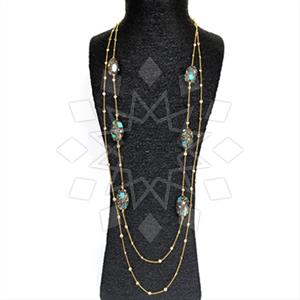 925 Sterling Silver Semi Precious Gems and Crystal  Statement Necklace